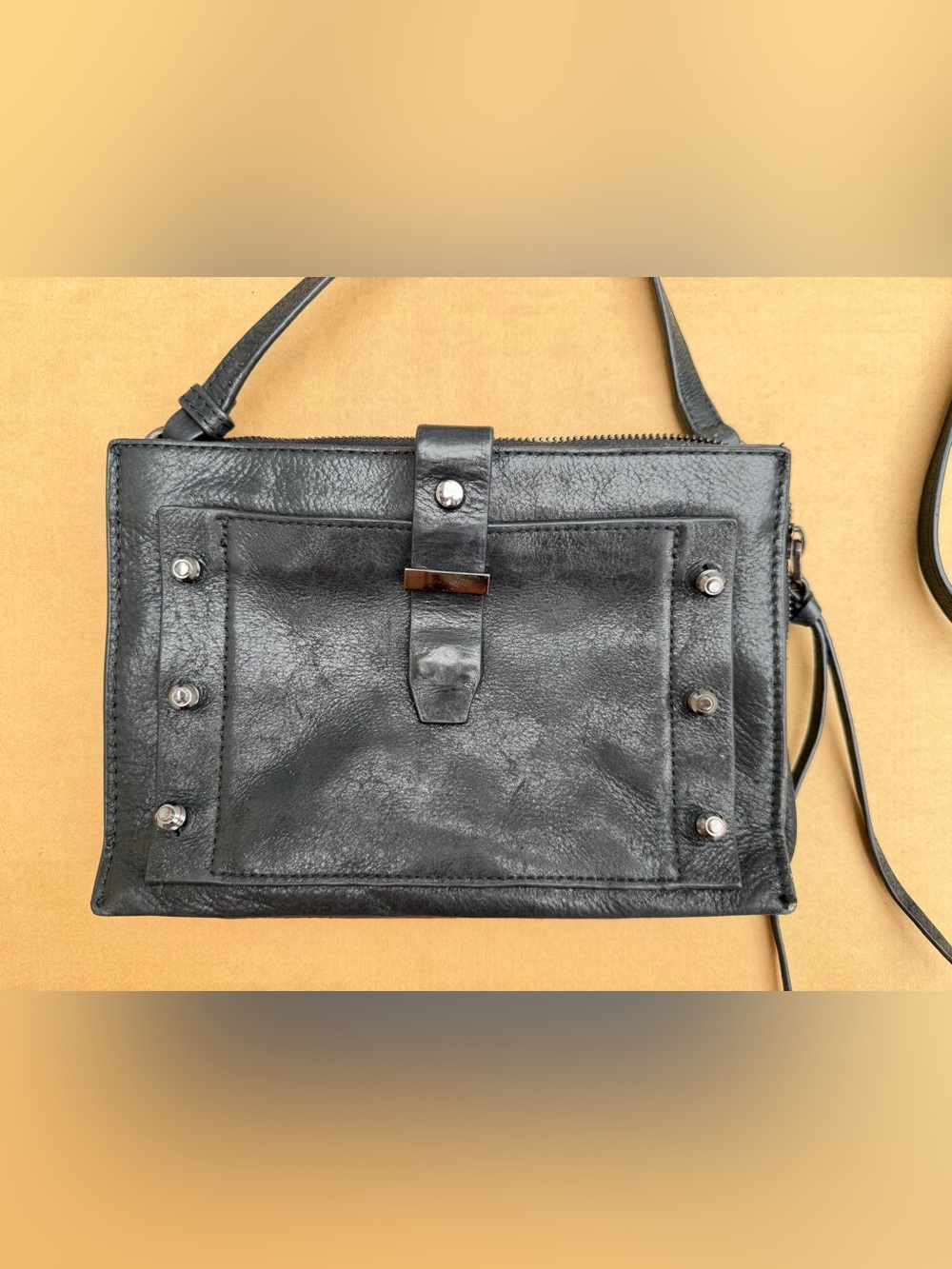 Botkier New York Black Leather Crossbody Bag Studded Y2K